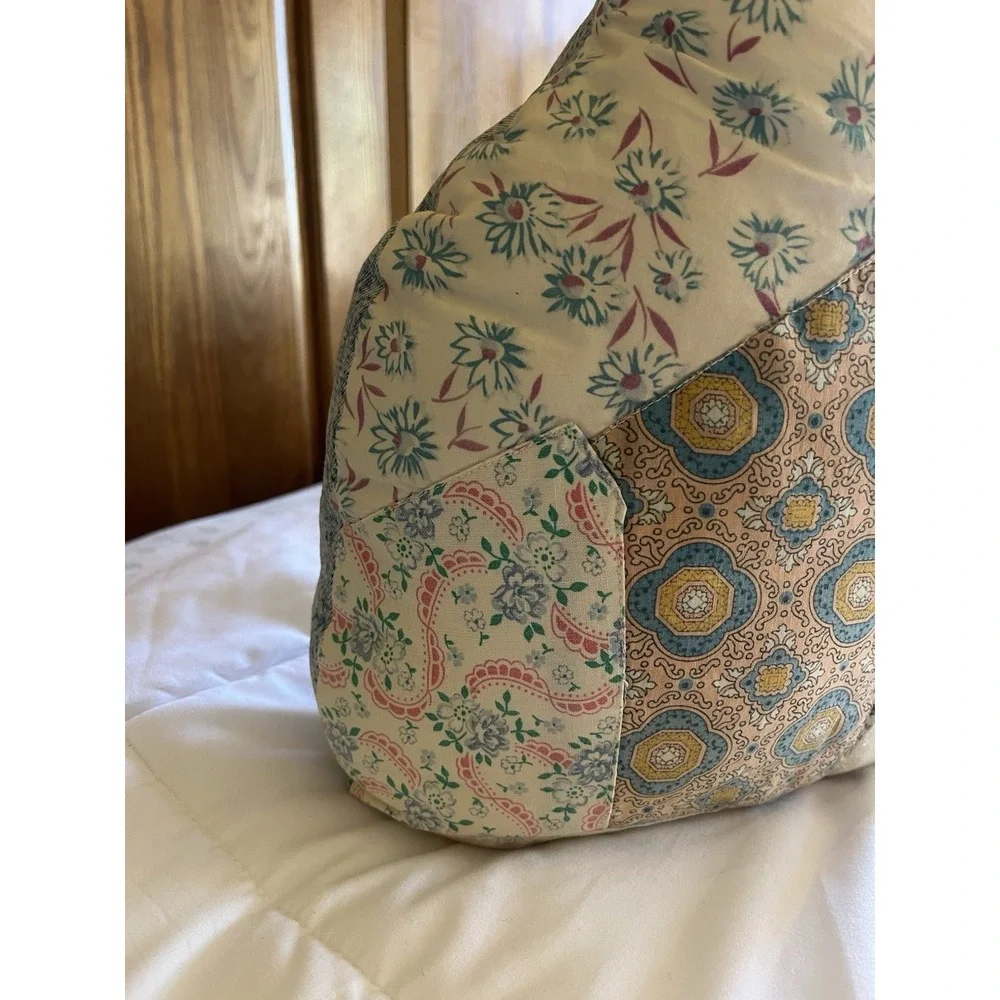Vintage Quilt Cutter Cat Stuffed Animal Pillow Quilted Scrap Fabrics Cottagecore - Picture 6 of 16